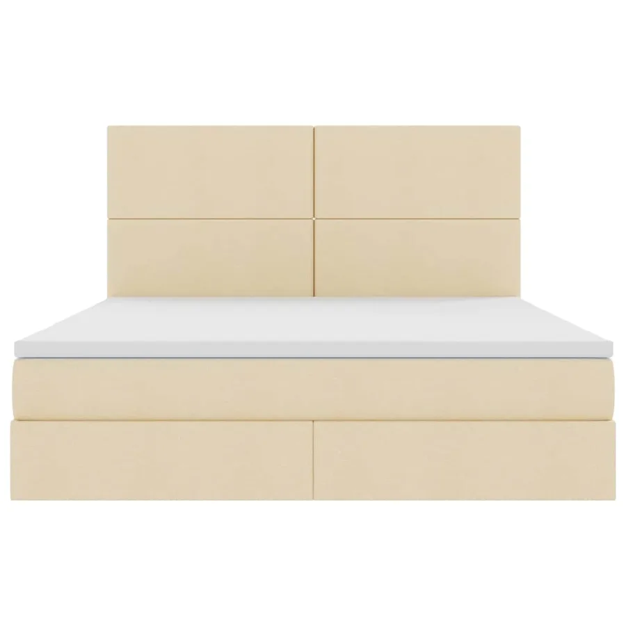 Lit avec rangement et matelas Crème 160 x 200 cm tissu - 7