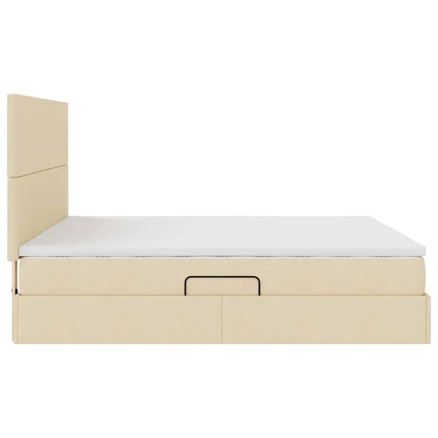 Lit avec rangement et matelas Crème 160 x 200 cm tissu - 8