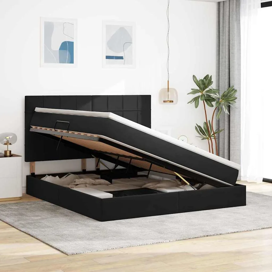 Lit avec rangement et matelas Noir 160 x 200 cm Velours - 4