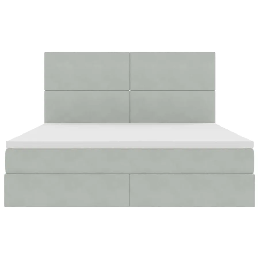 Lit avec rangement et matelas Gris clair 160 x 200 cm Velours - 7