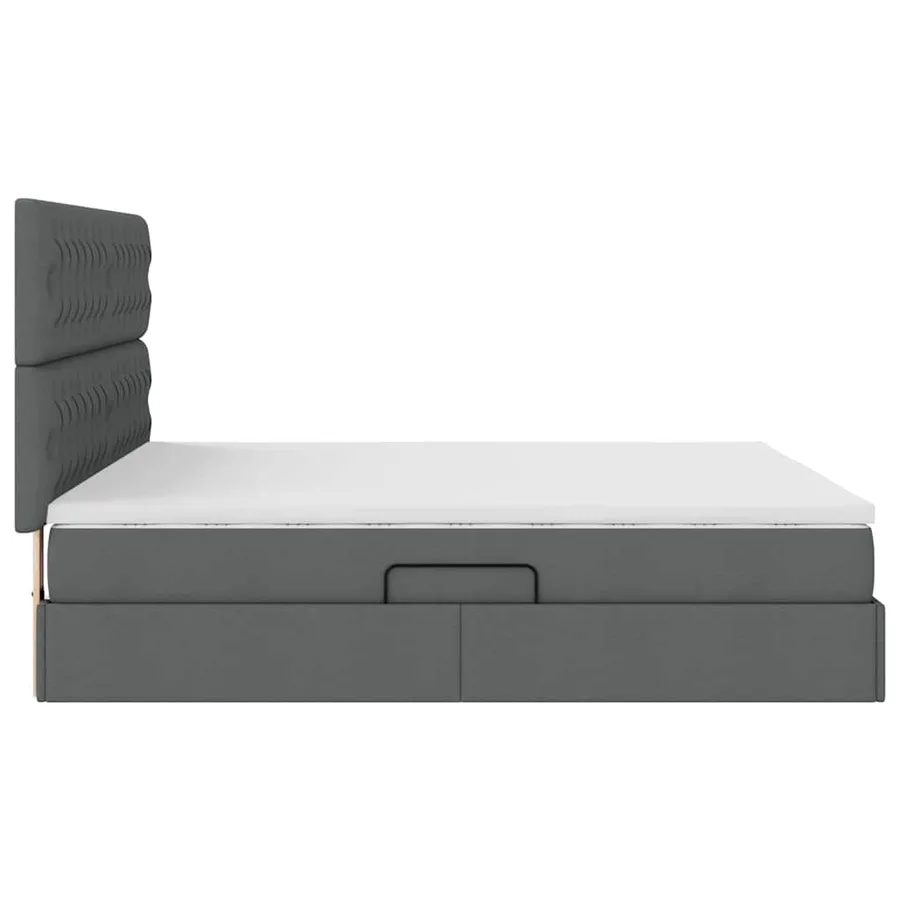 Lit avec rangement et matelas Gris foncé 160 x 200 cm tissu - 10