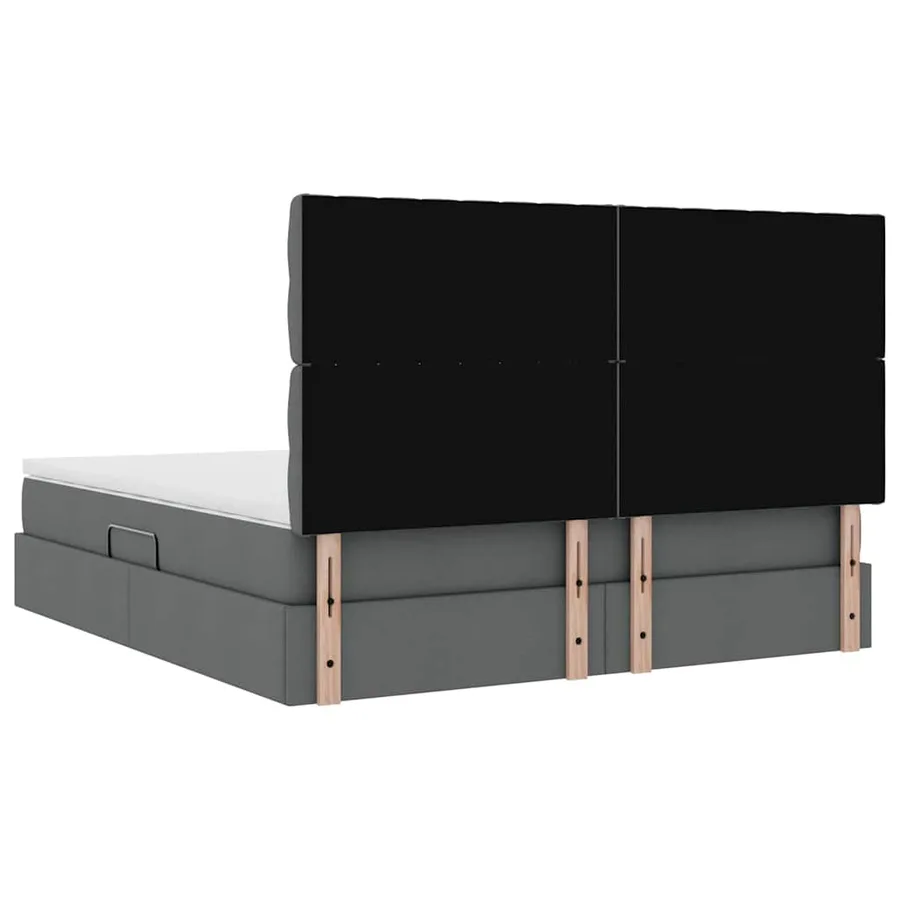 Lit avec rangement et matelas Gris foncé 160 x 200 cm tissu - 11