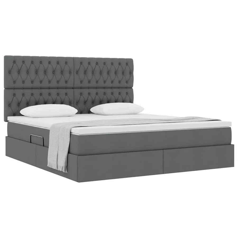 Lit avec rangement et matelas Gris foncé 160 x 200 cm tissu - 3