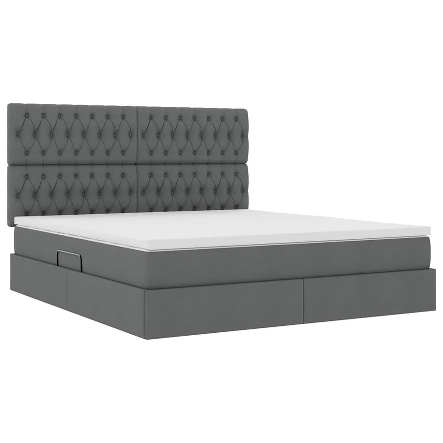 Lit avec rangement et matelas Gris foncé 160 x 200 cm tissu - 5