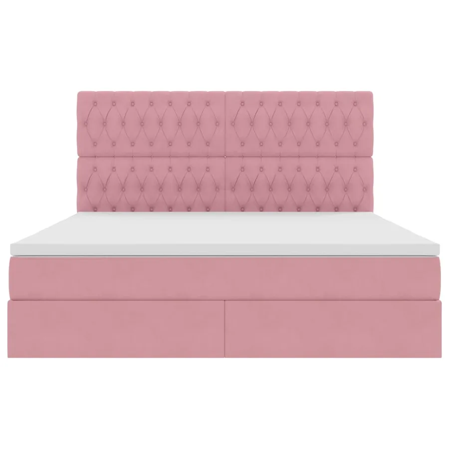 Lit avec rangement et matelas Rose 160 x 200 cm Velours - 7