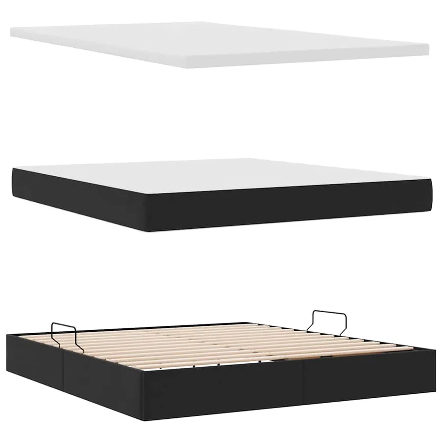 Lit de rangement LED avec matelas Noir 160 x 200 cm Velours - 9
