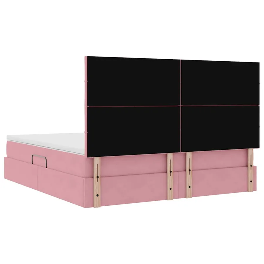 Lit de rangement LED avec matelas Rose 160 x 200 cm Velours - 12