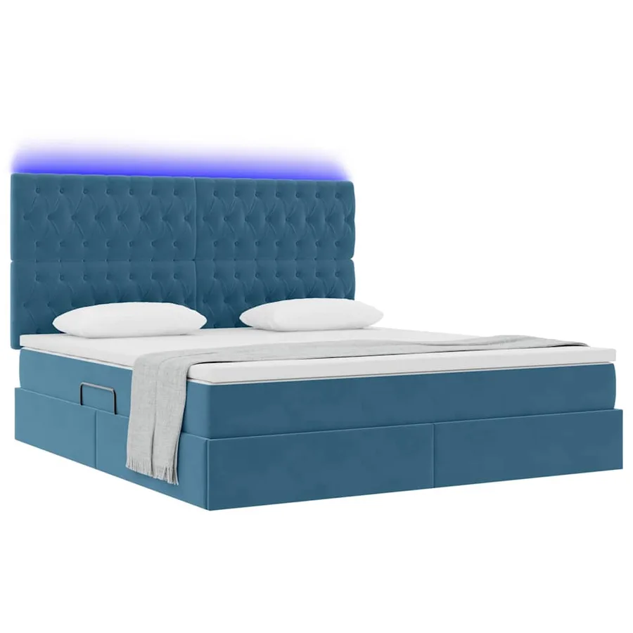 Lit de rangement LED avec matelas Bleu foncé 160 x 200 cm - 3