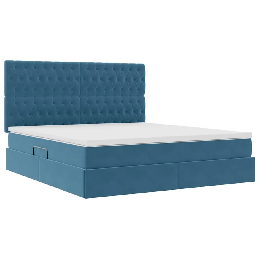 Lit de rangement LED avec matelas Bleu foncé 160 x 200 cm - 6
