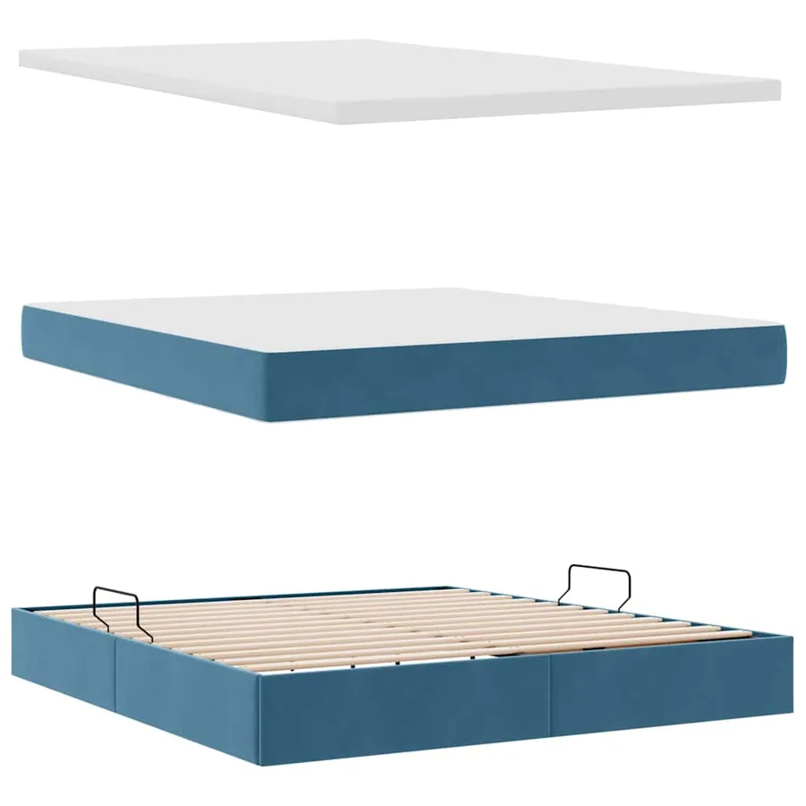 Lit de rangement LED avec matelas Bleu foncé 160 x 200 cm - 9