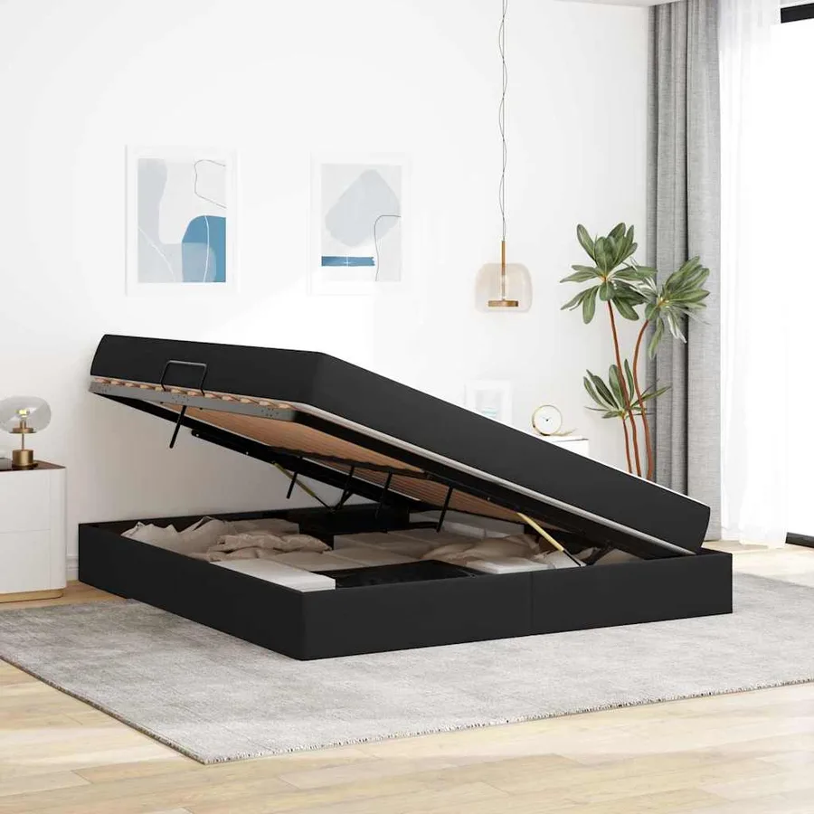 Lit avec rangement et matelas Noir 160 x 200 cm Velours - 4
