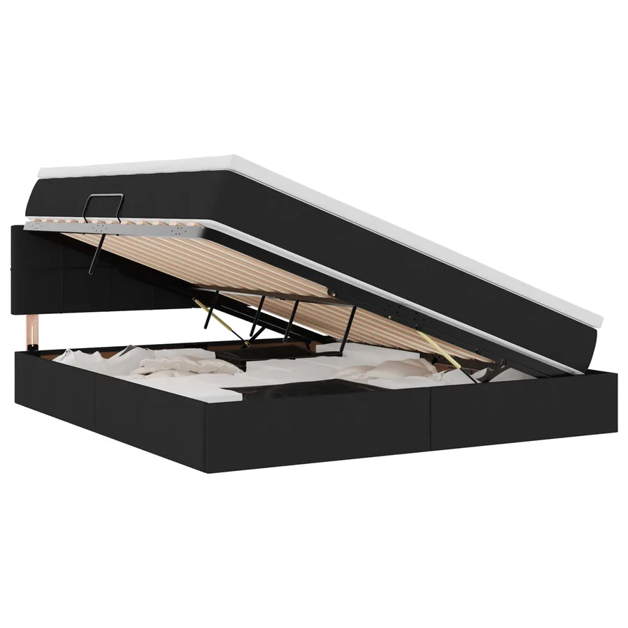 Lit avec rangement et matelas avec matelas Noir 160 x 200 cm - 2