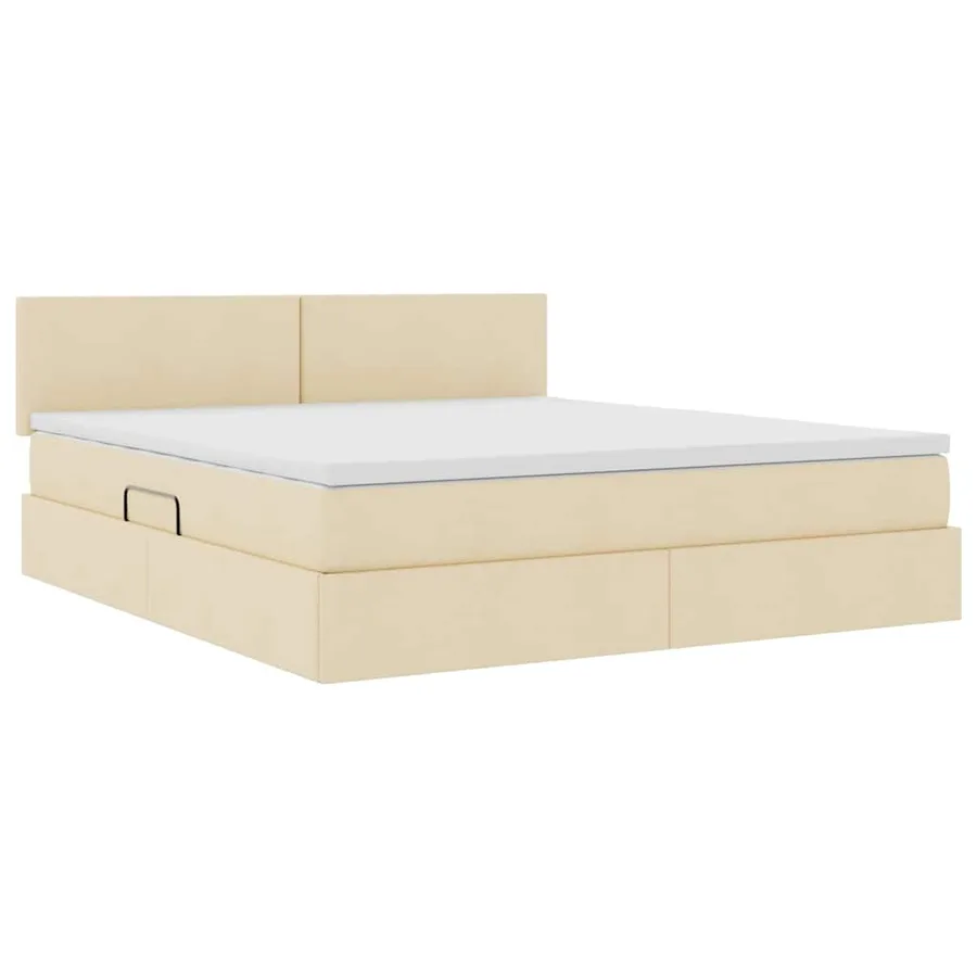 Lit avec rangement et matelas avec matelas Crème 160 x 200 cm - 5