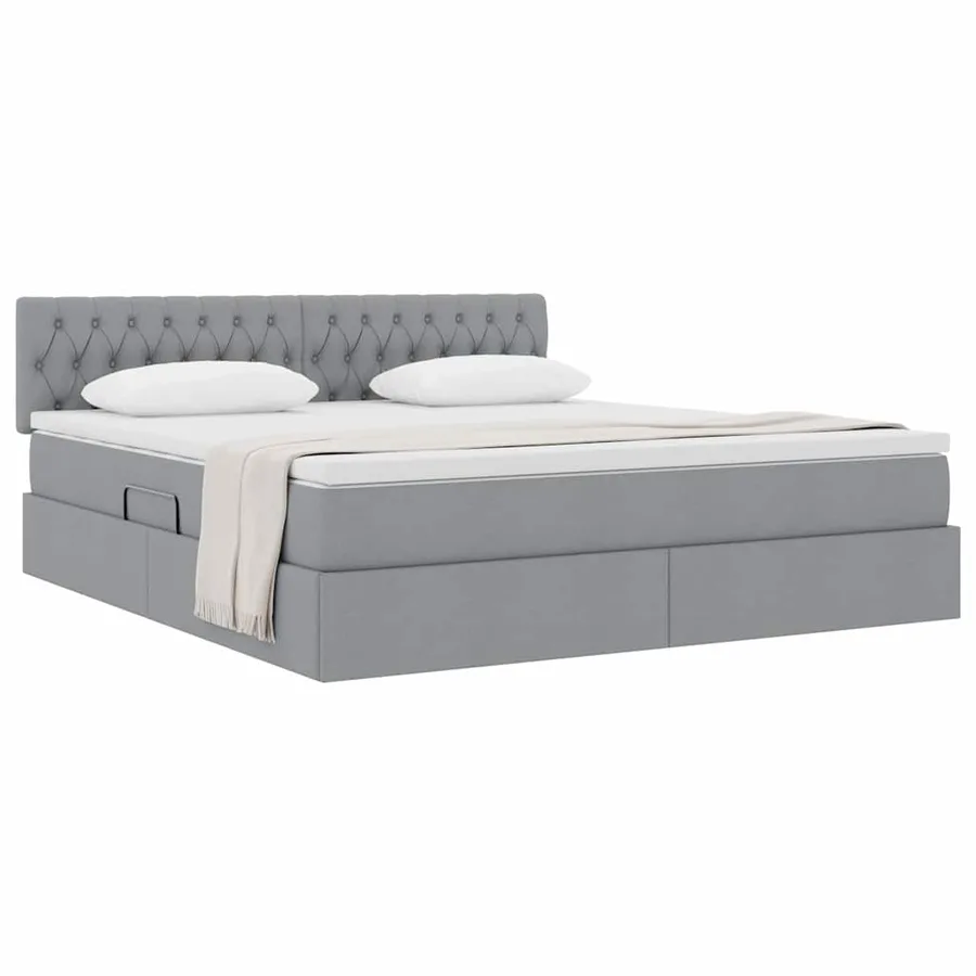 Lit avec rangement et matelas Gris clair 160 x 200 cm - 3