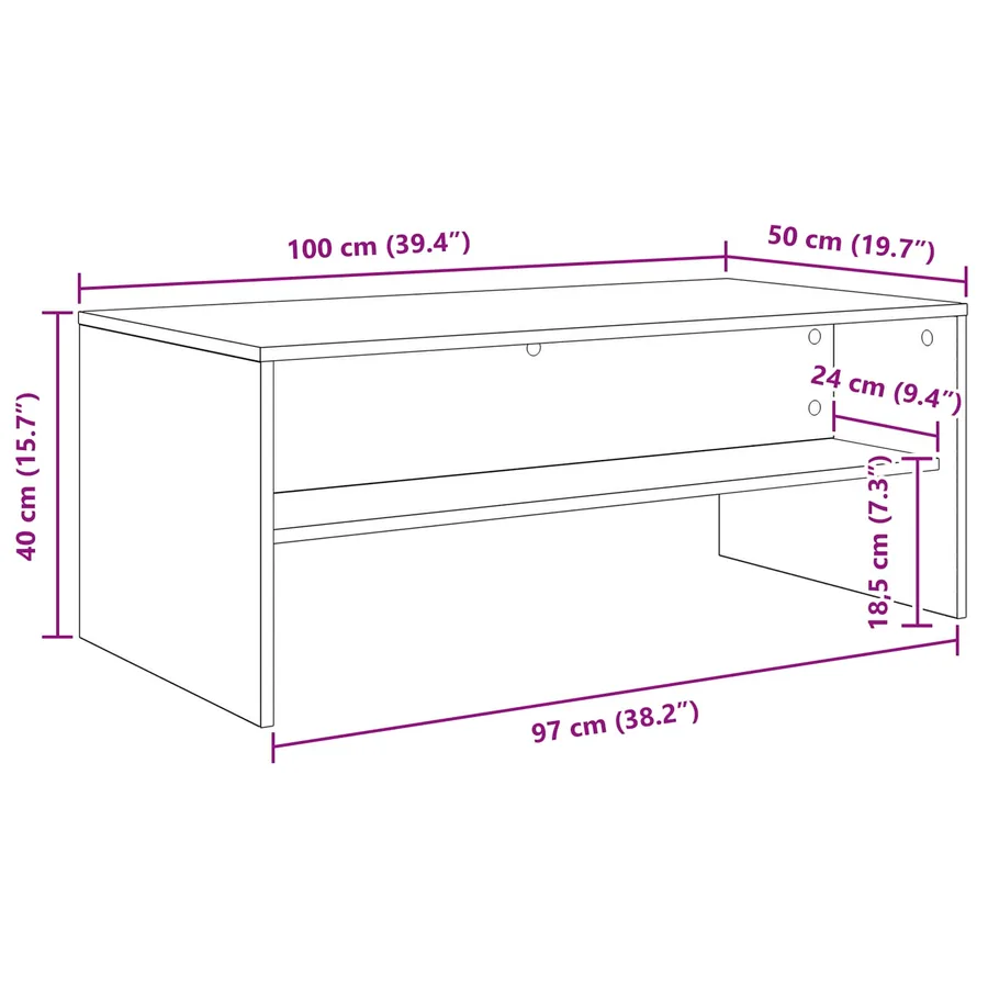 Table basse Chêne noir 100 x 50 x 40 cm Bois d'ingénierie - 8