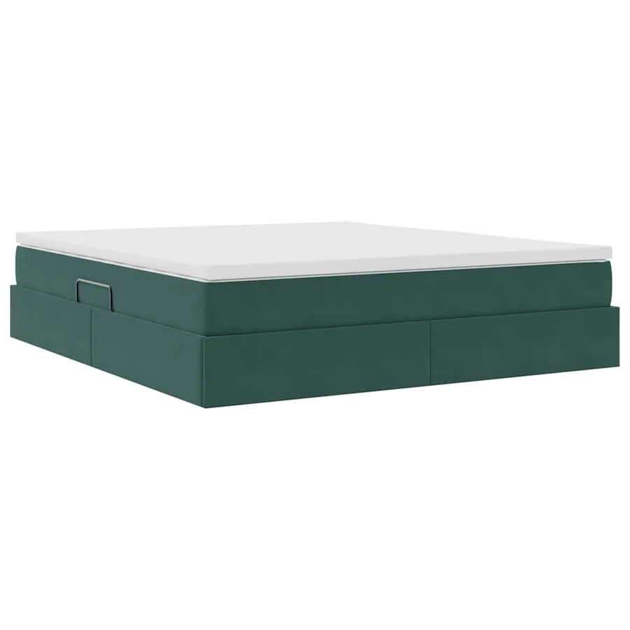 Lit avec rangement et matelas Vert foncé 160 x 200 cm Velours - 10