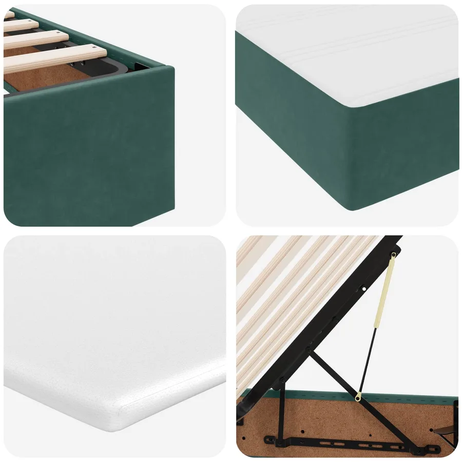 Lit avec rangement et matelas Vert foncé 160 x 200 cm Velours - 11