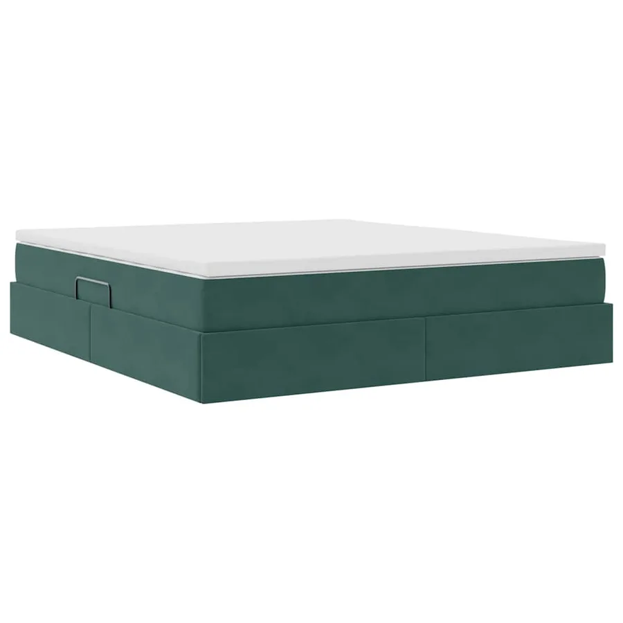Lit avec rangement et matelas Vert foncé 160 x 200 cm Velours - 5