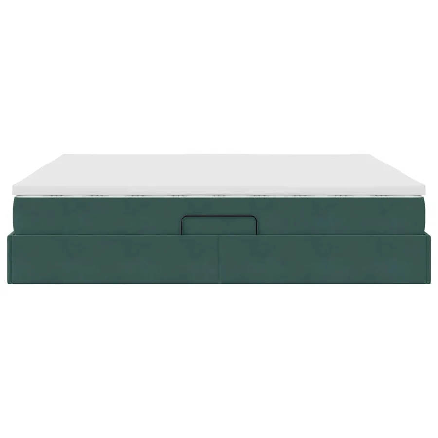 Lit avec rangement et matelas Vert foncé 160 x 200 cm Velours - 9