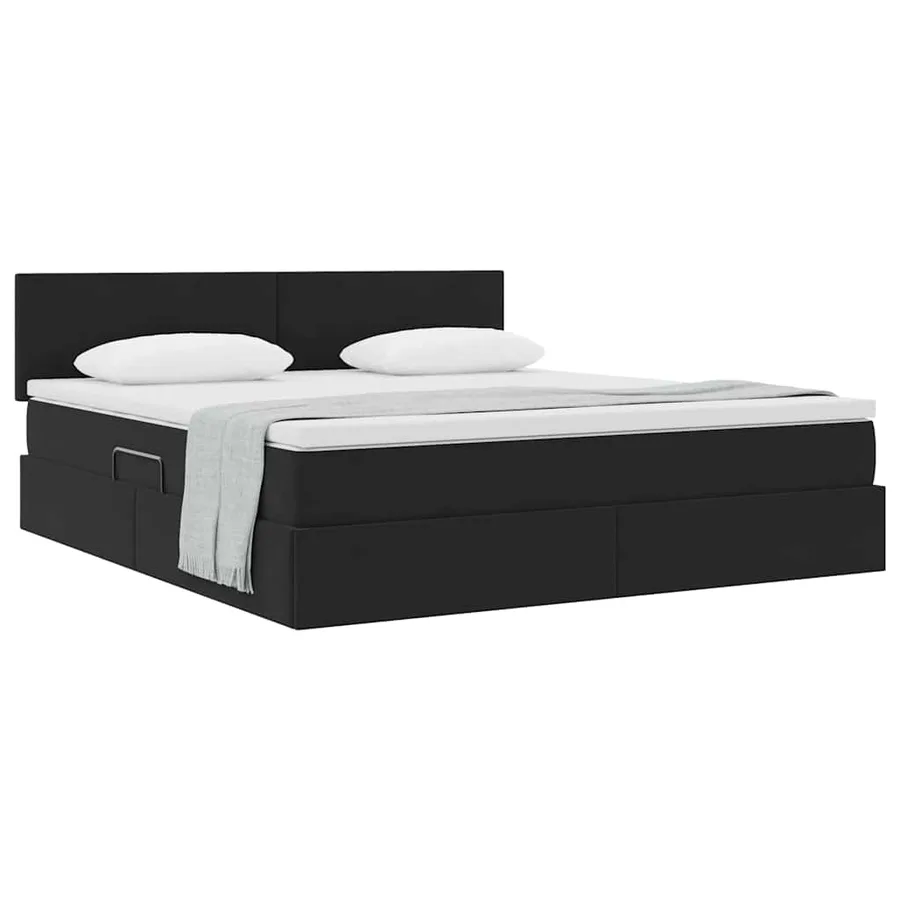 Lit de Rangement avec matelas Noir 160 x 200 cm Velours - 3