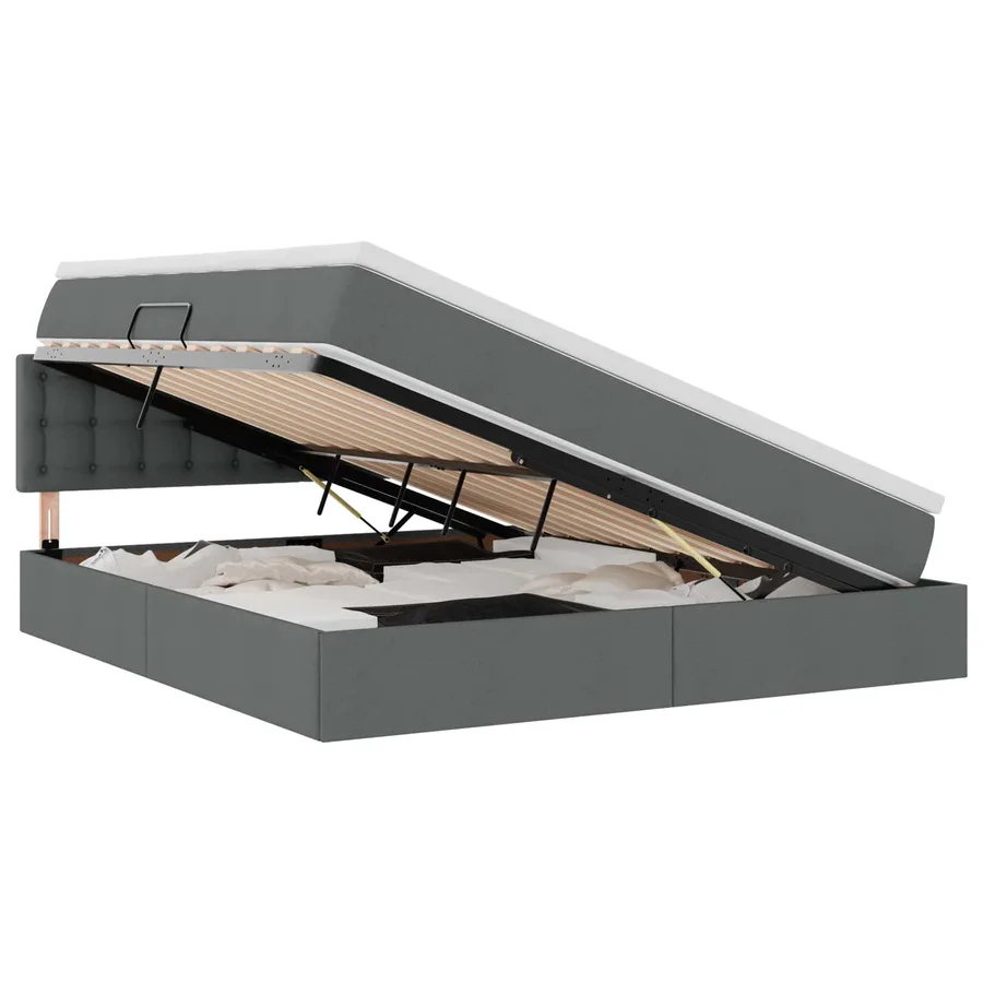 Lit avec rangement et matelas Gris foncé 160 x 200 cm - 2