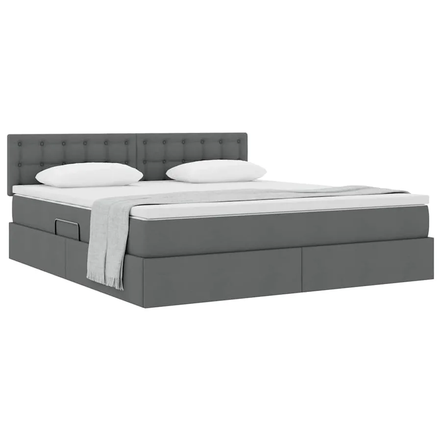 Lit avec rangement et matelas Gris foncé 160 x 200 cm - 3