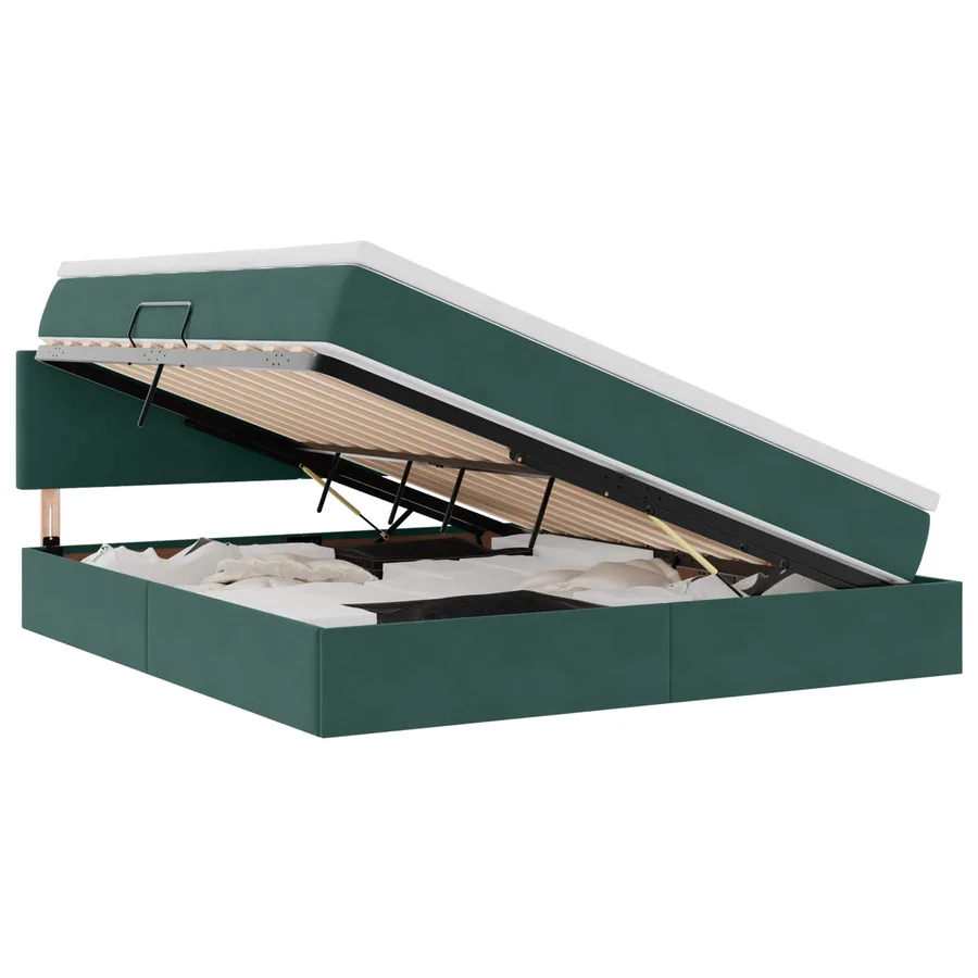 Lit de rangement LED avec matelas Vert foncé 160 x 200 cm - 2