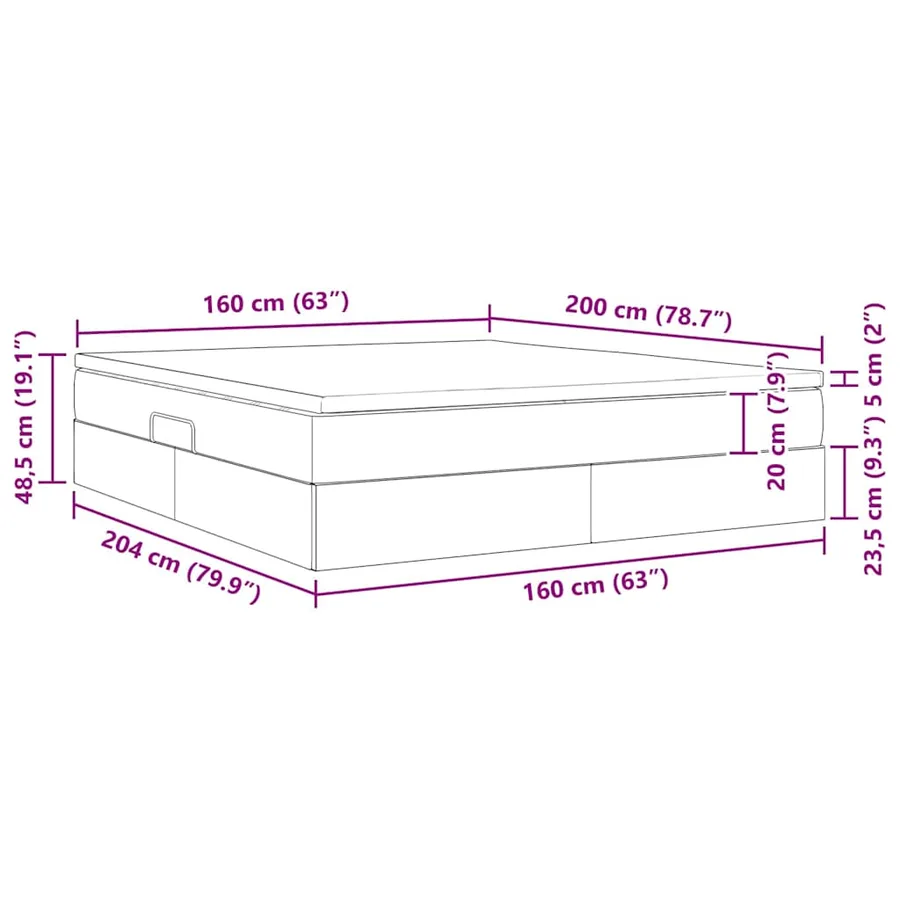Lit avec rangement et matelas Rose 160 x 200 cm Velours - 13