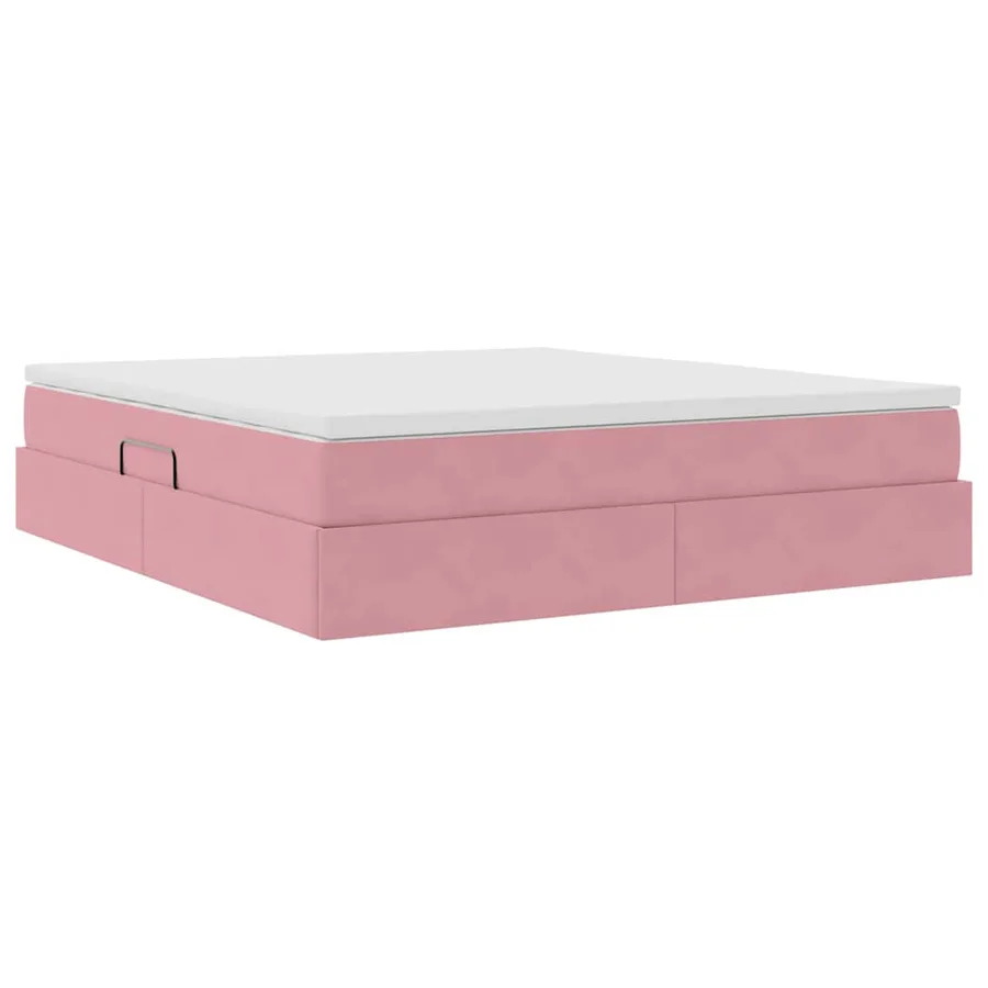 Lit avec rangement et matelas Rose 160 x 200 cm Velours - 5