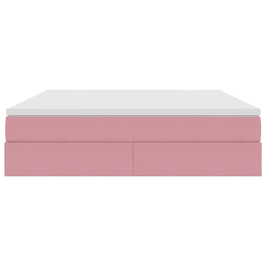 Lit avec rangement et matelas Rose 160 x 200 cm Velours - 7