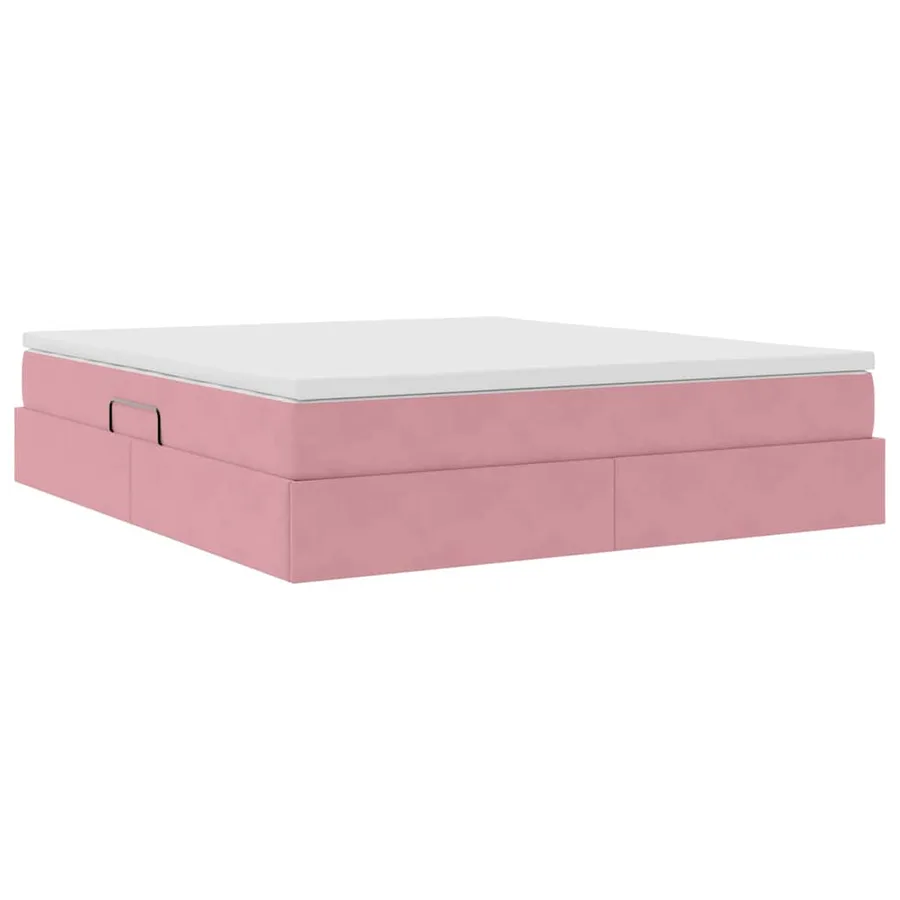 Lit avec rangement et matelas Rose 160 x 200 cm Velours - 8