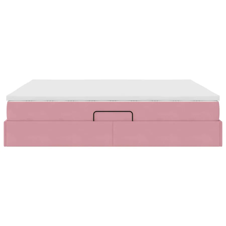 Lit avec rangement et matelas Rose 160 x 200 cm Velours - 9