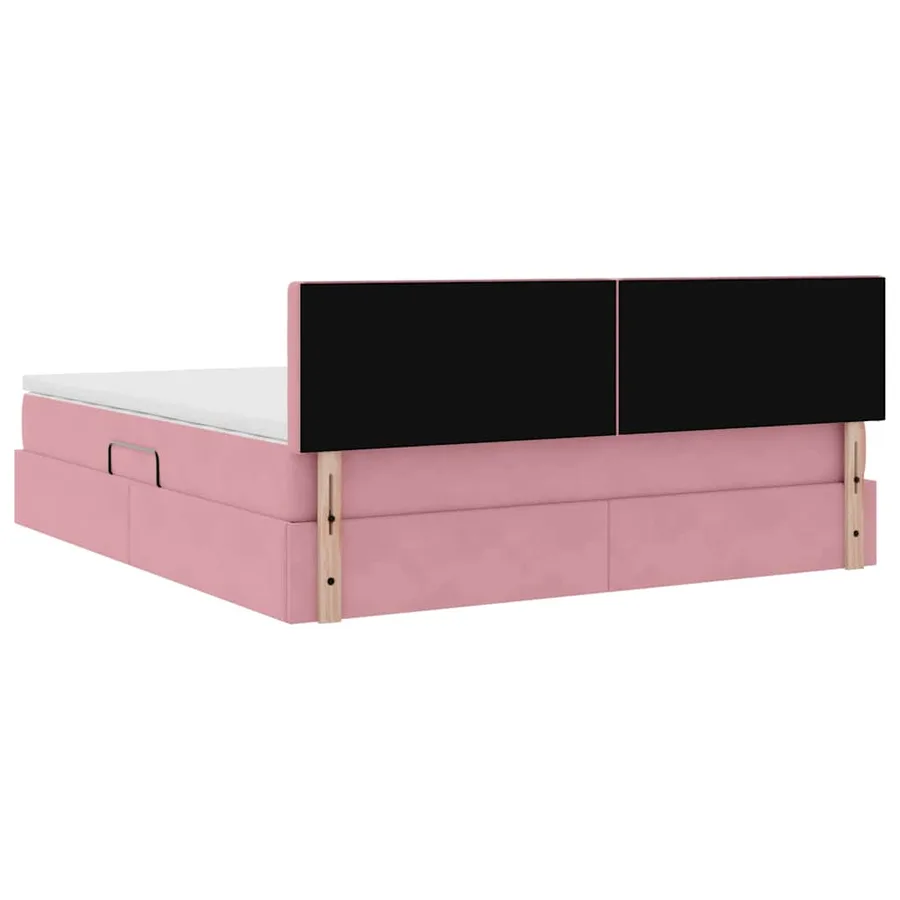 Lit de Rangement avec matelas Rose 160 x 200 cm Velours - 11