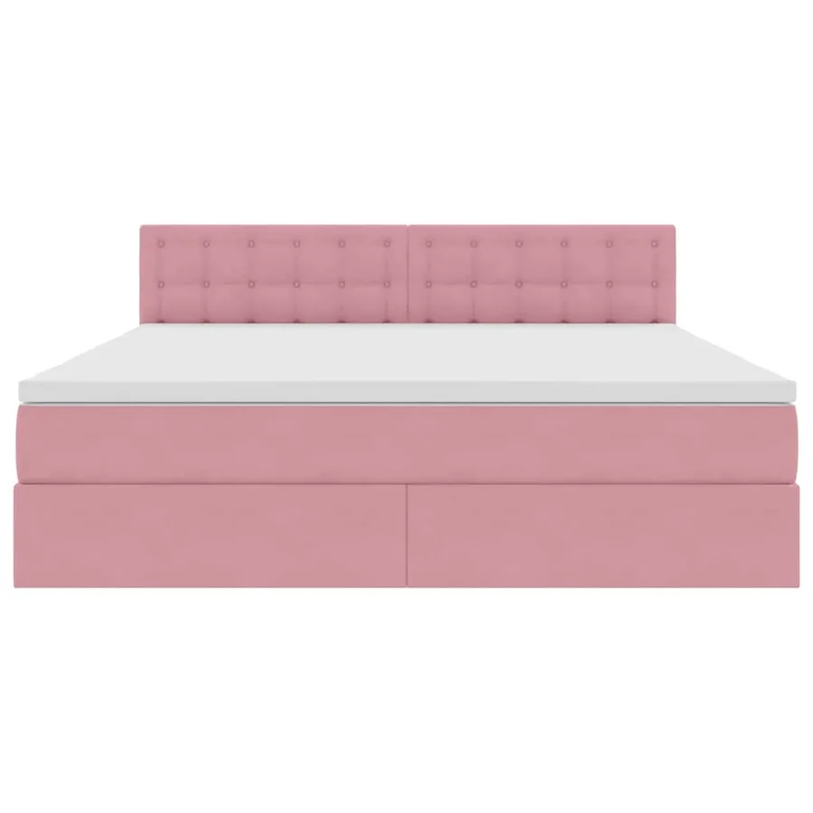 Lit de Rangement avec matelas Rose 160 x 200 cm Velours - 7