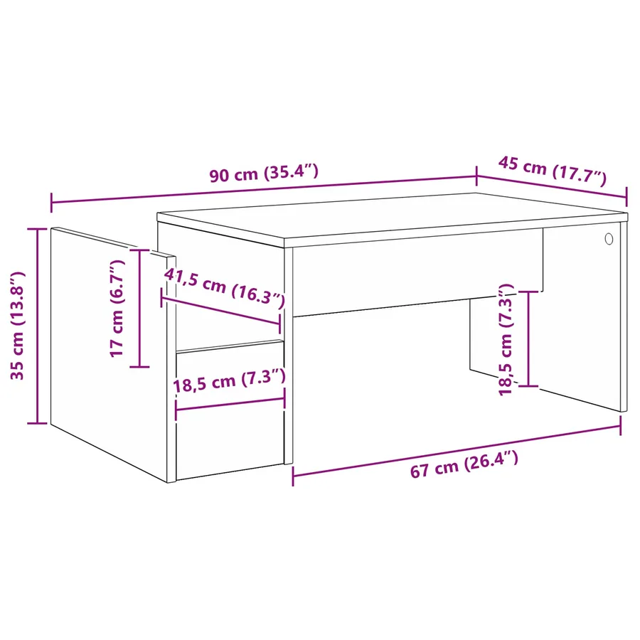 Table basse Chêne Sonoma 90 x 45 x 35 cm Bois d'ingénierie - 8