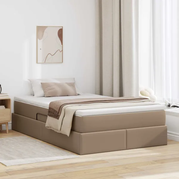 Lit avec rangement et matelas Cappuccino 120 x 190 cm
