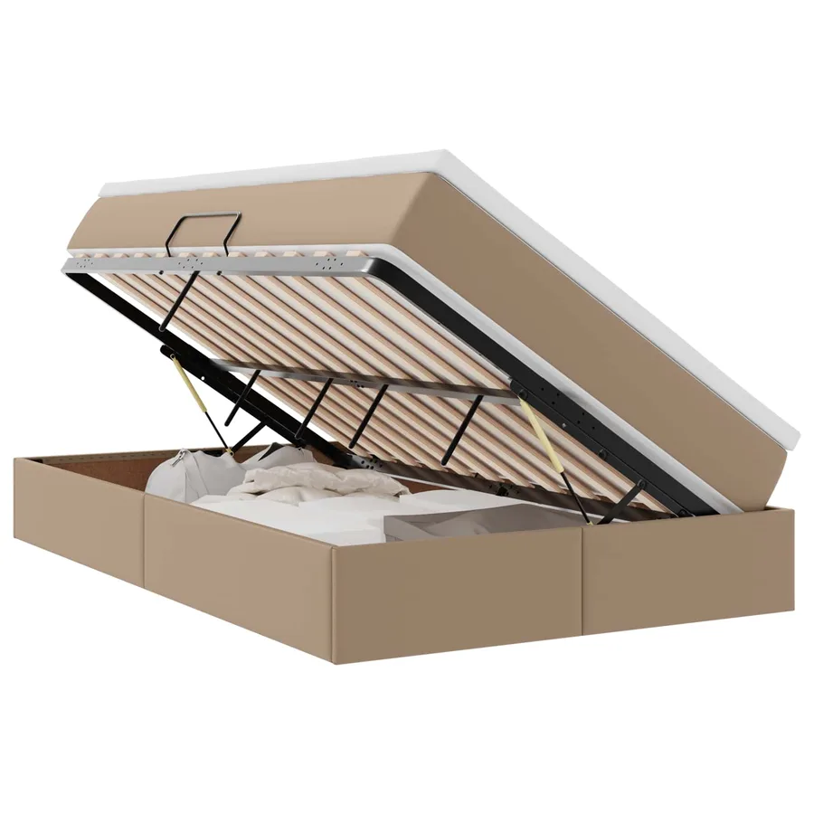 Lit avec rangement et matelas Cappuccino 120 x 190 cm - 2