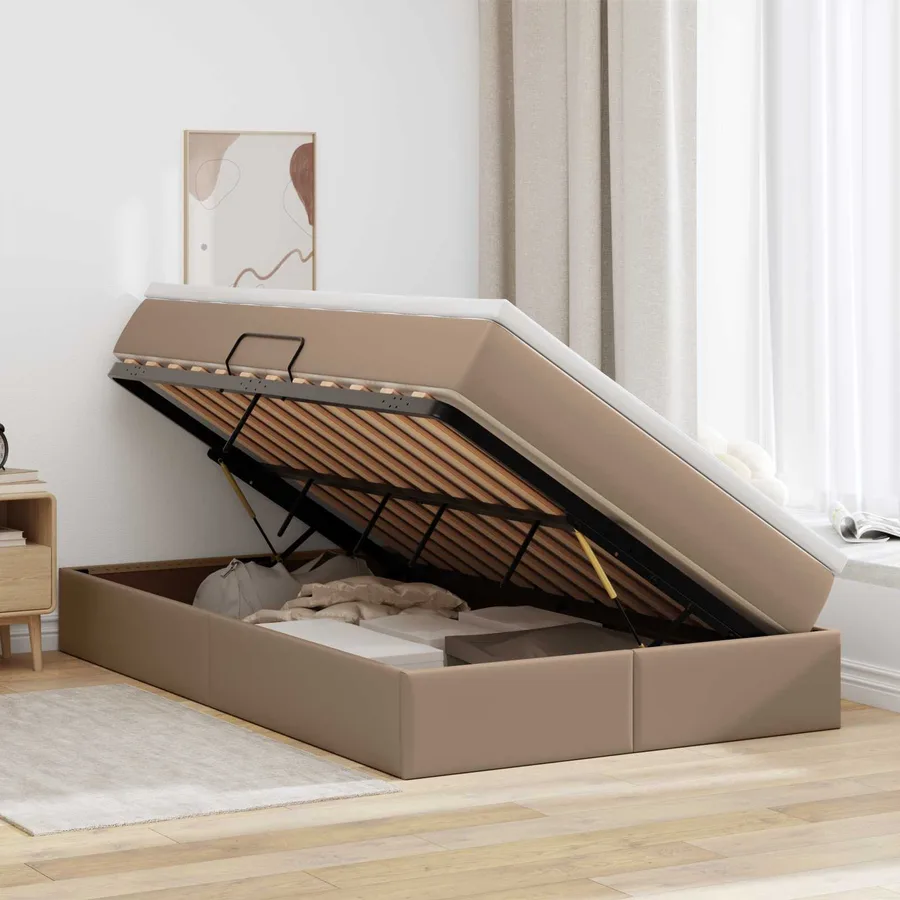 Lit avec rangement et matelas Cappuccino 120 x 190 cm - 4