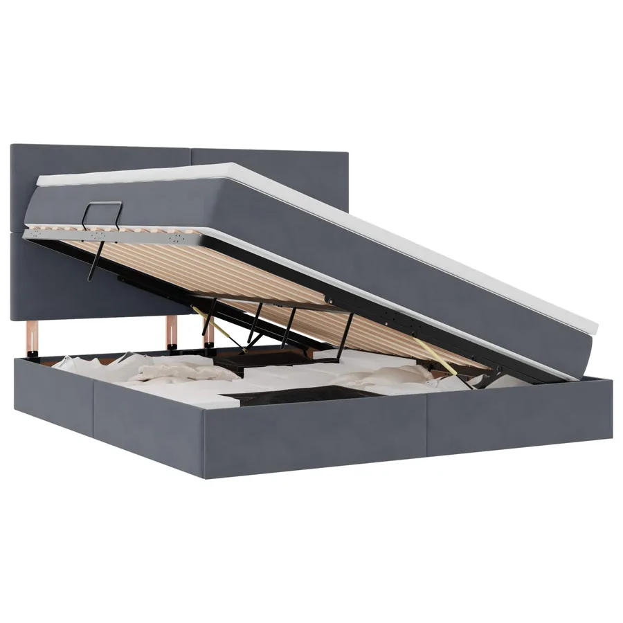 Lit de rangement LED avec matelas Gris foncé 160 x 200 cm - 2
