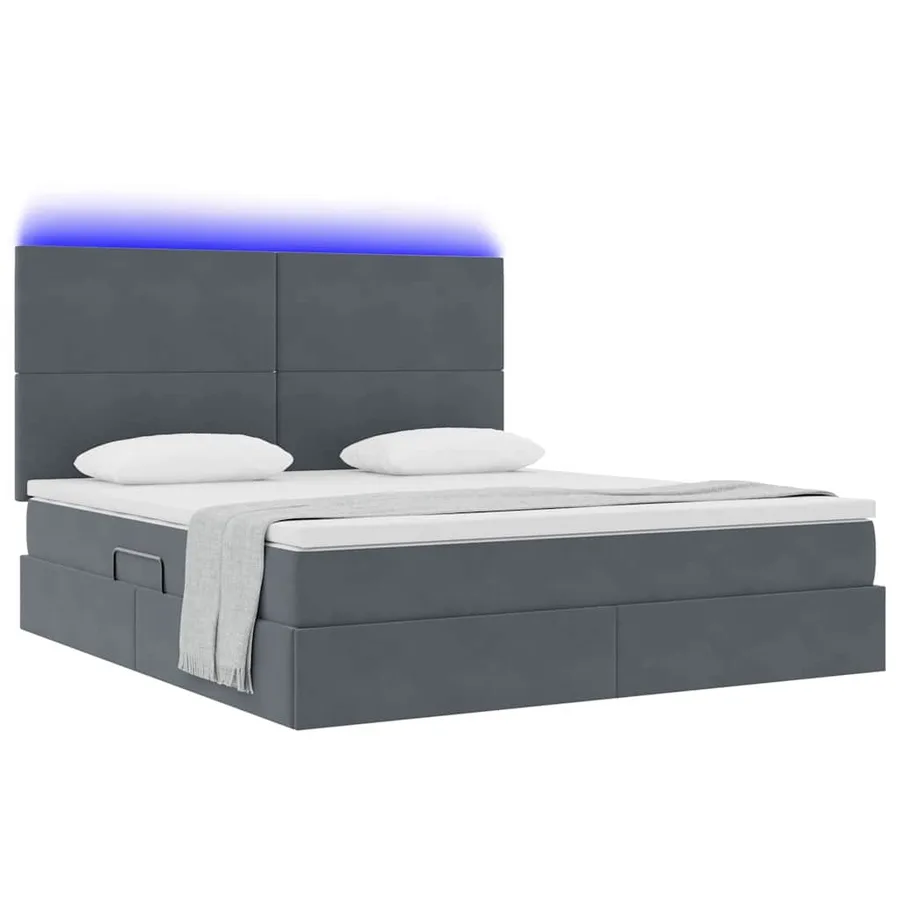 Lit de rangement LED avec matelas Gris foncé 160 x 200 cm - 3