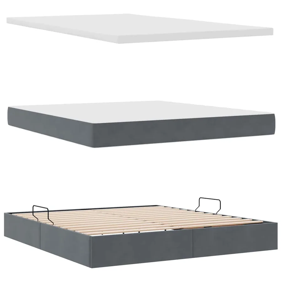 Lit de rangement LED avec matelas Gris foncé 160 x 200 cm - 7