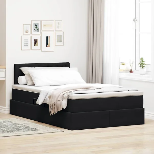 Lit de rangement LED avec matelas Noir 120 x 200 cm Velours