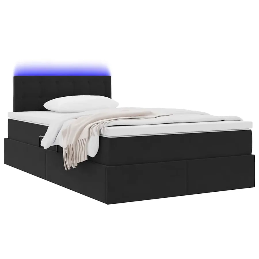 Lit de rangement LED avec matelas Noir 120 x 200 cm Velours - 3