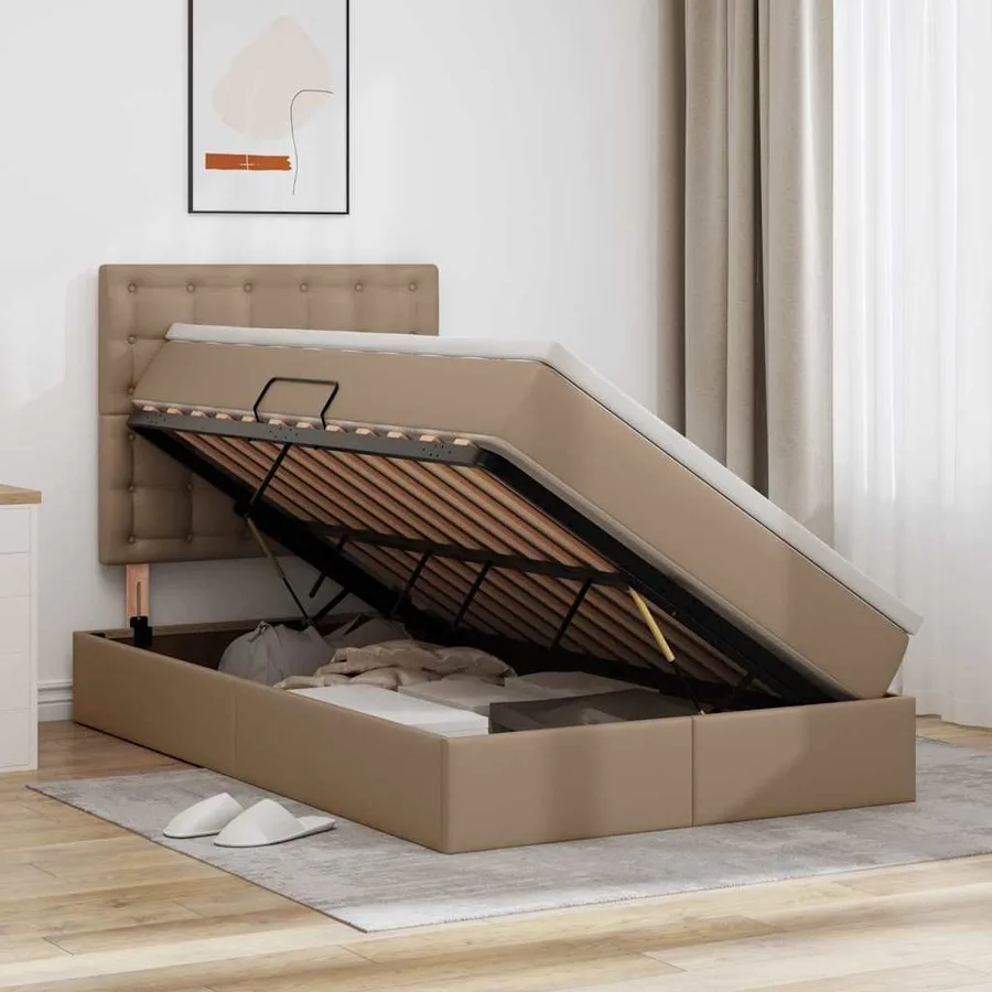 Lit de Rangement Cappuccino 120 x 190 cm Cuir synthétique - 4