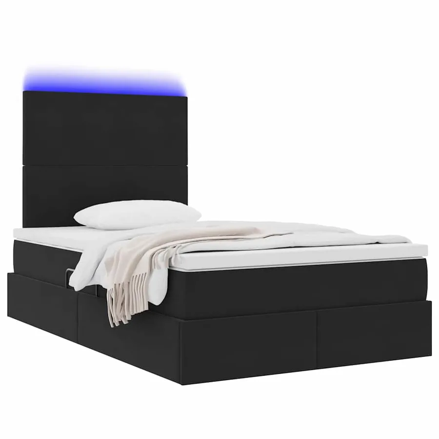 Lit de rangement LED avec matelas Noir 120 x 200 cm Velours - 3