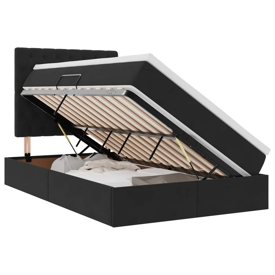 Lit avec rangement et matelas Noir 120 x 200 cm Velours - 2