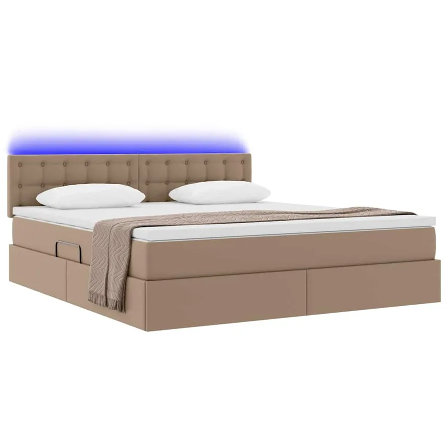 Lit avec rangement et LED avec matelas Cappuccino 160 x 200 cm - 3