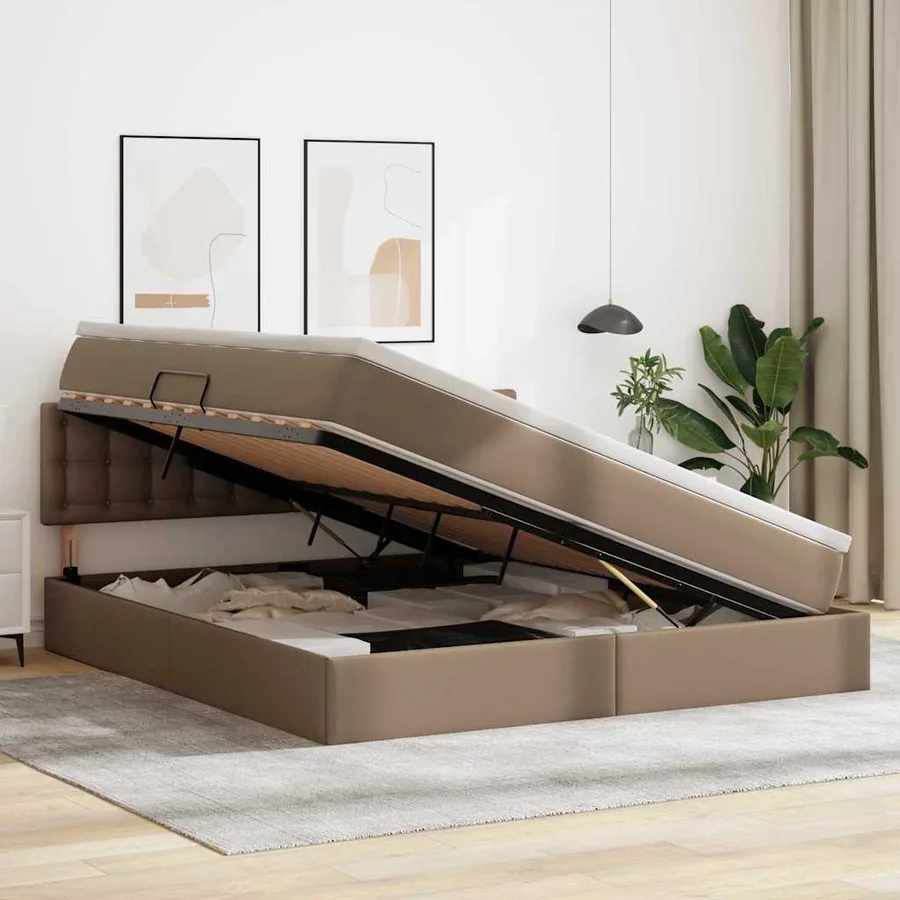 Lit avec rangement et LED avec matelas Cappuccino 160 x 200 cm - 4