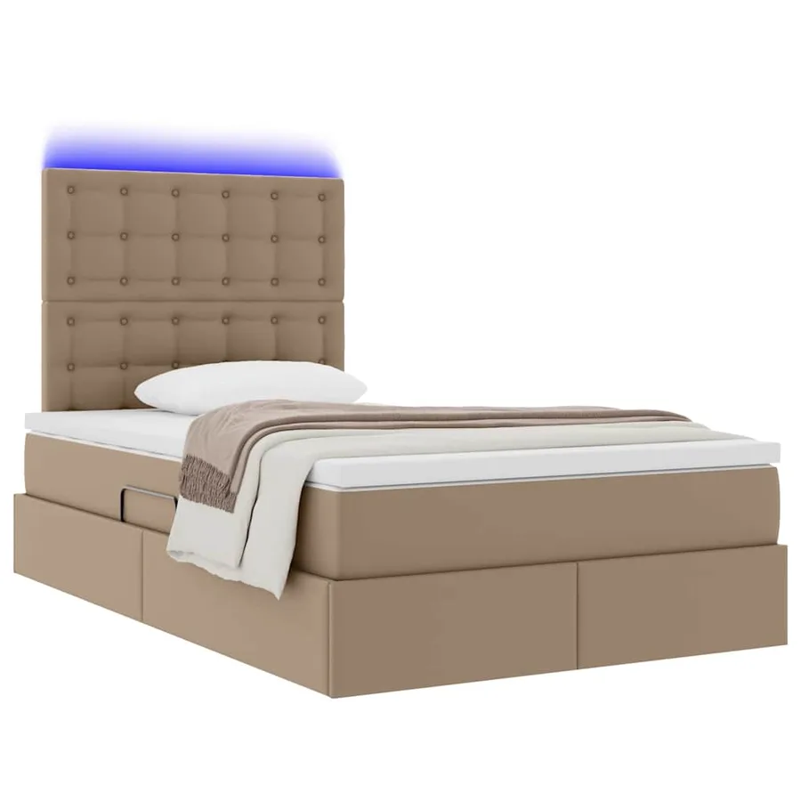 Lit avec rangement et LED Cappuccino 120 x 190 cm Simili cuir - 3