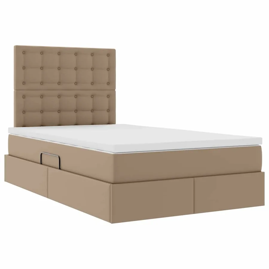 Lit avec rangement et LED Cappuccino 120 x 190 cm Simili cuir - 6